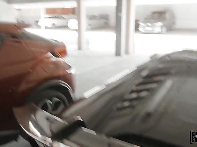 Public pick up and sex behind the car with hot Harley Haze