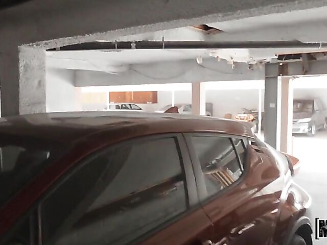 Public pick up and sex behind the car with hot Harley Haze