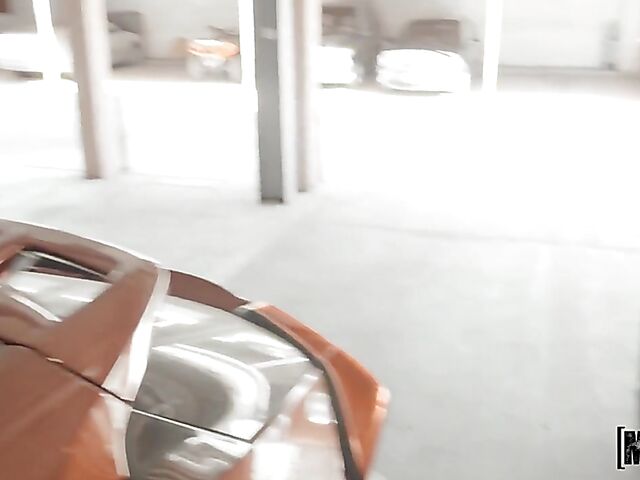 Public pick up and sex behind the car with hot Harley Haze