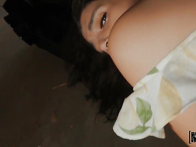 Public pick up and sex behind the car with hot Harley Haze