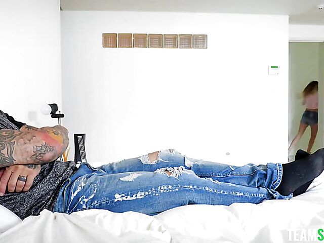 Derrick Pierce plays hide-and-seek with petite teen Coco Lovelock