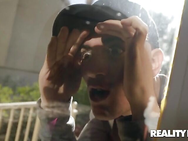 Busty blonde MILF Nicolette Shea cheating with a peeping boy