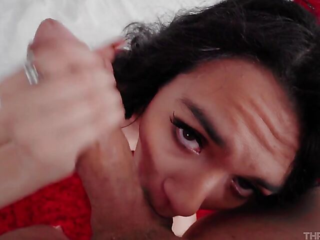 Sawyer Cassidy - Brunette blowjob from your POV in the bedroom