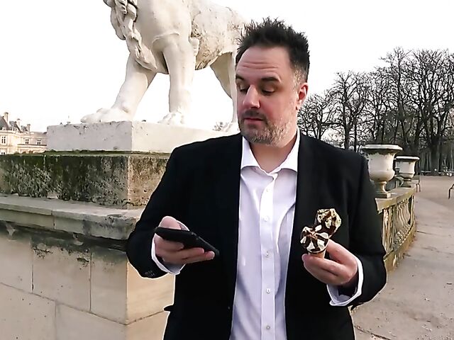 Ania Kinski - Ice cream loving French MILF stockings anal with a fat guy