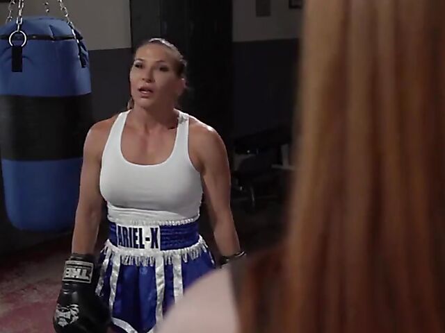 Lesbian bondage, spanking and strapon anal with Maya Kendrick and athletic MILF mistress Ariel X