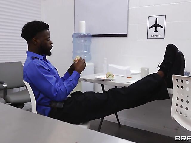 Ebony big booty interracial threesome at the customs with Jayla Page