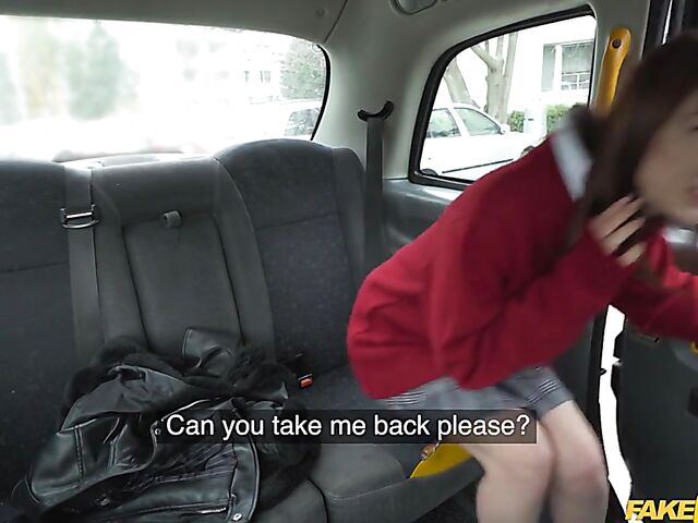Chanel Kiss - Slut in a mini skirt fuck in a fake taxi