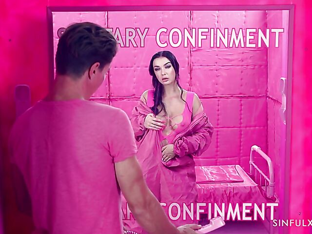 All pink clothed sex in solitary confinement with Lady Gang