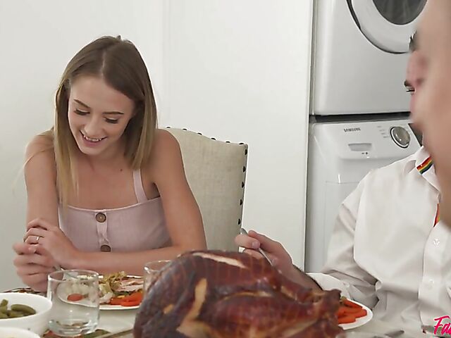 Foursome family sex on Thanksgiving with Jamie Michelle and Kyler Quinn