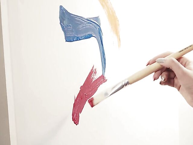 Solo body painting and paintbrush masturbation with Elza A from Met Art