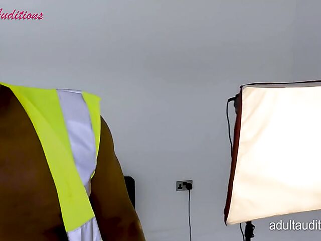 Pale alt girl Red Rose's interracial audition with a black plumber