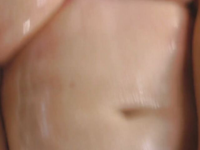 Big natural tits MILF Dani oiled solo with her dildo