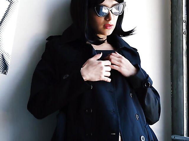 Fishnet solo with small tits brunette Izzy Lush