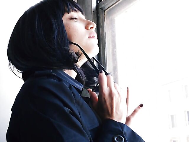 Fishnet solo with small tits brunette Izzy Lush