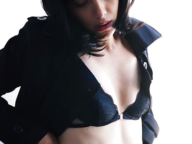 Fishnet solo with small tits brunette Izzy Lush