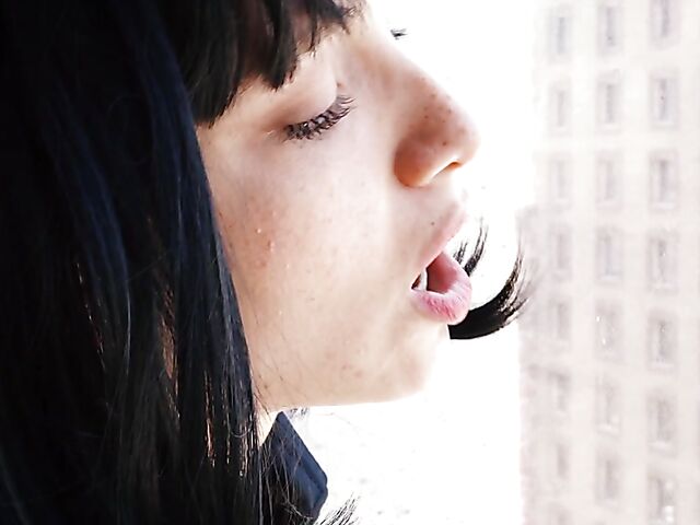 Fishnet solo with small tits brunette Izzy Lush