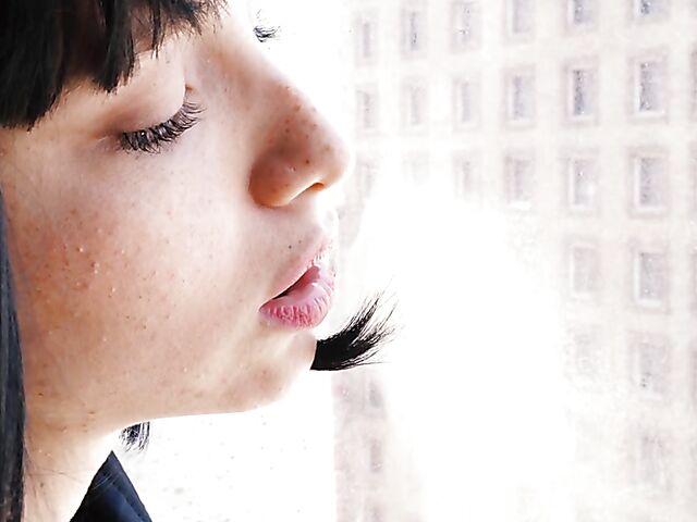 Fishnet solo with small tits brunette Izzy Lush