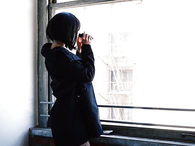 Fishnet solo with small tits brunette Izzy Lush