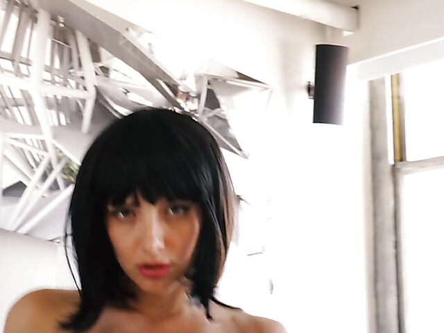 Fishnet solo with small tits brunette Izzy Lush