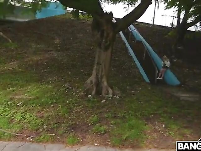 Busty petite Carrie Sage gets picked off the street and banged in a van