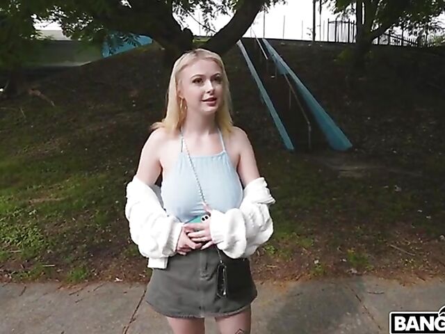 Busty petite Carrie Sage gets picked off the street and banged in a van