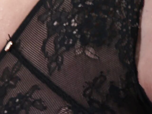 Lace lingerie and silk tie erotic solo masturbation with Amber