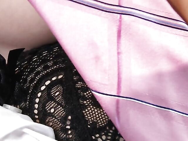 Lace lingerie and silk tie erotic solo masturbation with Amber