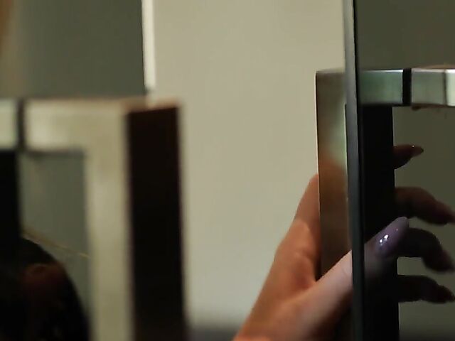 Lace lingerie and silk tie erotic solo masturbation with Amber