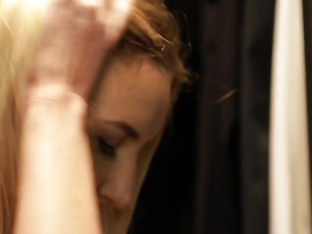 Lace lingerie and silk tie erotic solo masturbation with Amber