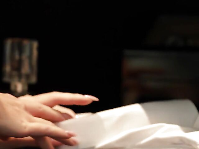 Lace lingerie and silk tie erotic solo masturbation with Amber