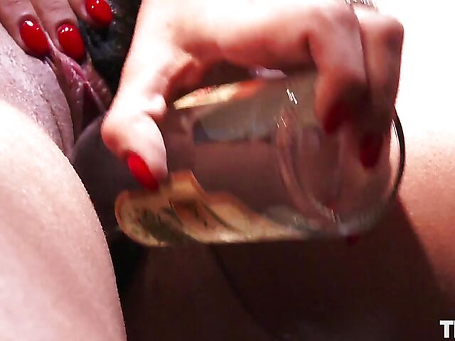 Beer lover Dolly Diore's solo bottle fuck in the bathroom of a nightclub