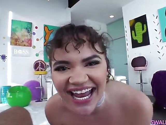 Rose Lynn and Naudi Nala lick ass, suck balls and deep throat a cock