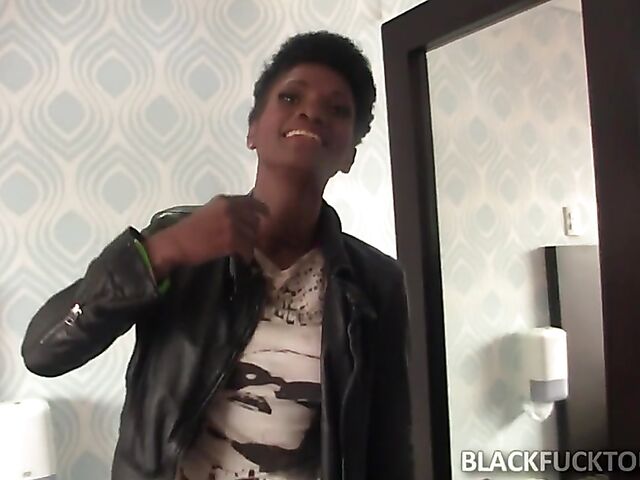 Short haired ebony anal interracial session with a white dude featuring Etana