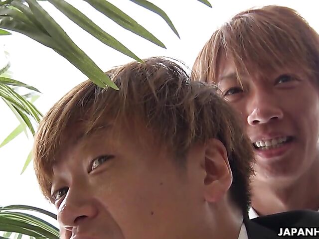 Two guys finger fuck Mio Yoshida's Japanese shaved pussy