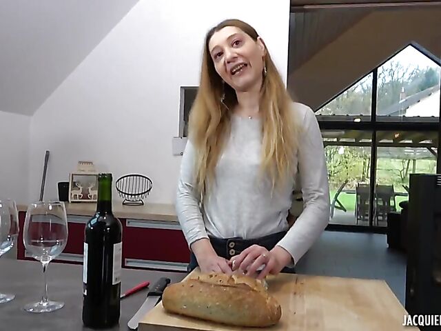 French MILF farmer Jessie loves red wine and hard cock
