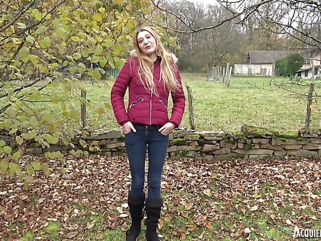 French MILF farmer Jessie loves red wine and hard cock