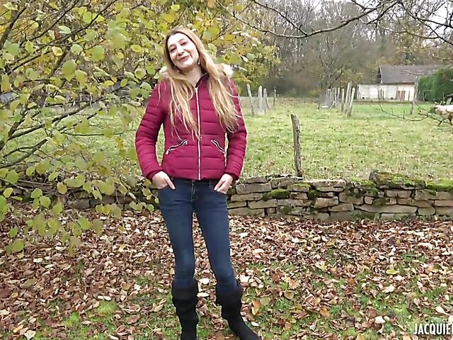 French MILF farmer Jessie loves red wine and hard cock