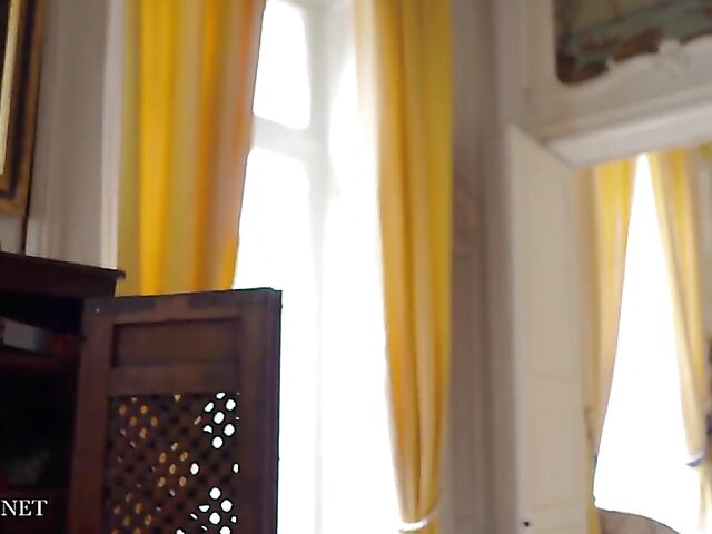 Blonde babe Paige Johnson plays table tennis topless and then takes off her panties