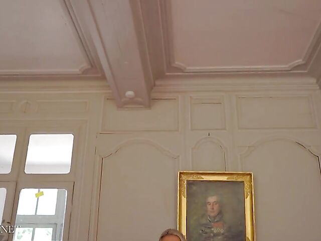 Blonde babe Paige Johnson plays table tennis topless and then takes off her panties