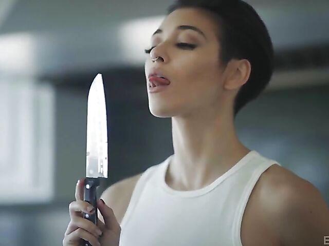 Food sex in the kitchen with short hair brunette Brooklyn Gray