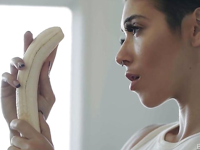 Food sex in the kitchen with short hair brunette Brooklyn Gray