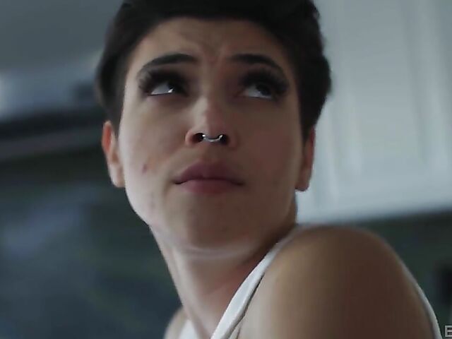 Food sex in the kitchen with short hair brunette Brooklyn Gray