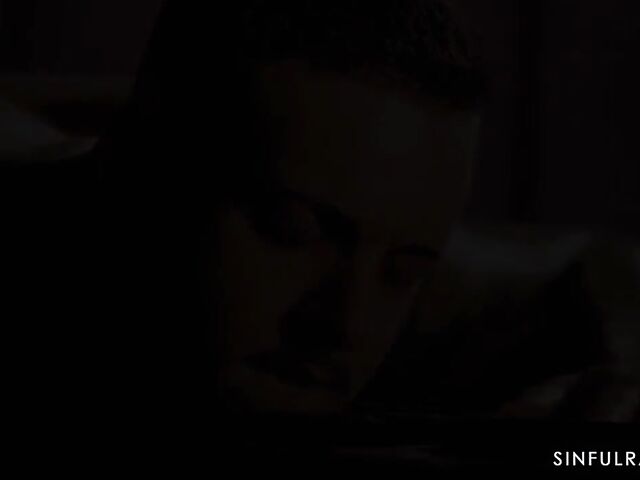 Erotic sex in the dark with oiled up shaved babe Anna De Ville