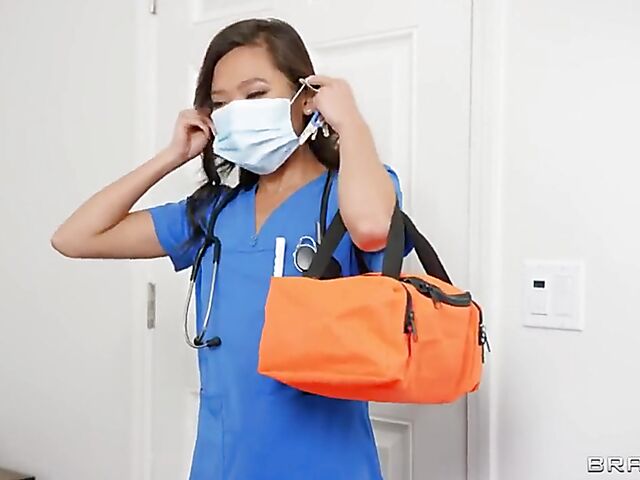 Anal asian nurse Vina Sky helps Mick Blue