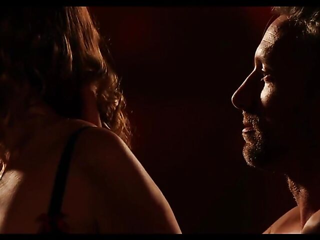 Sensual threesome in the dark with busty Candy Alexa