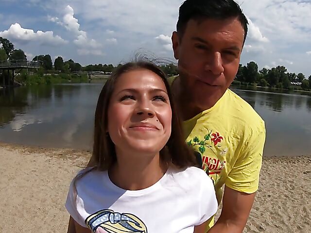 Porno Dan and petite brunette Serina Gomez have a good time together in the summer