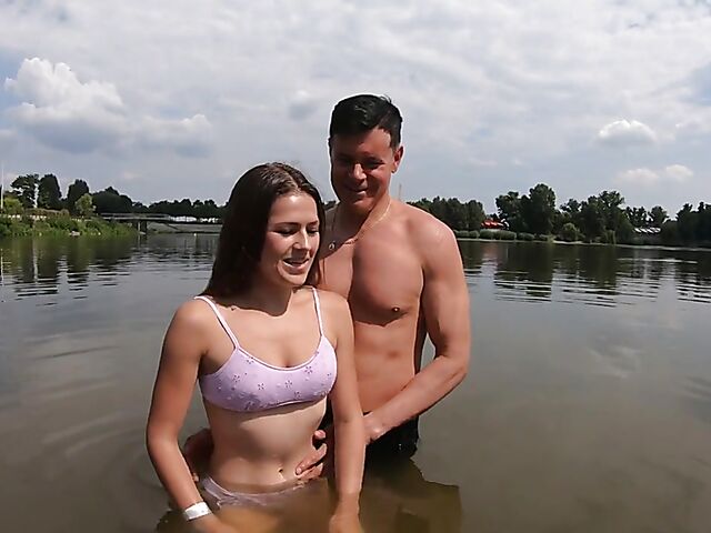 Porno Dan and petite brunette Serina Gomez have a good time together in the summer