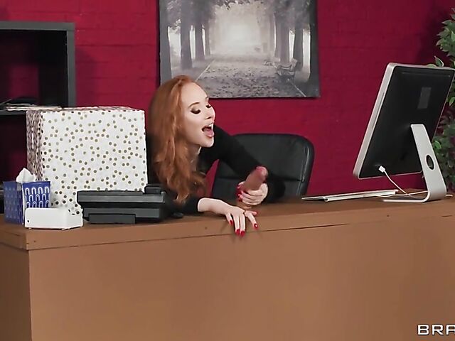 Big tits redhead Lenina Crowne gets a big cock at work