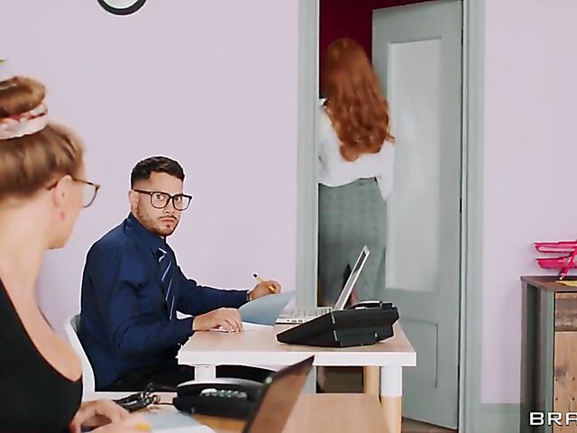 Big tits redhead Lenina Crowne gets a big cock at work