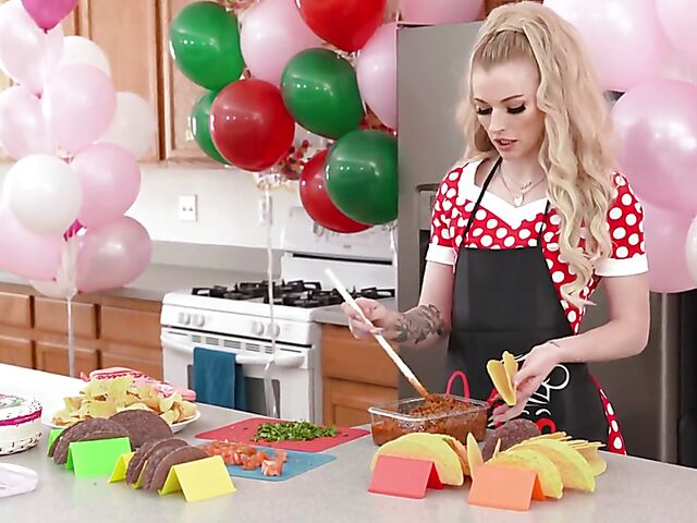 Hyley Winters - MILF kitchen fuck while cooking for a party